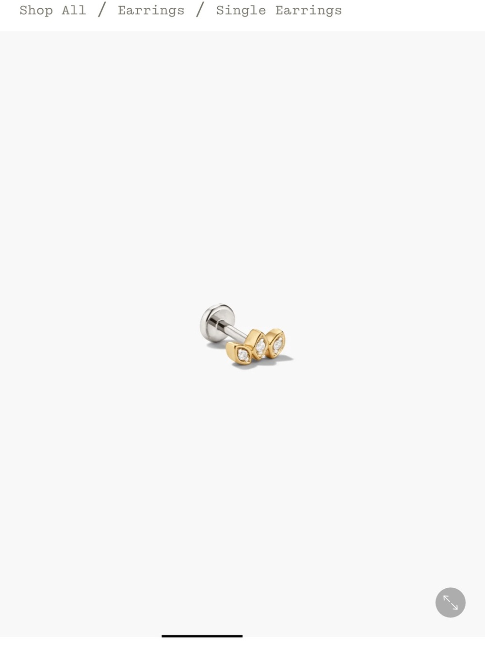 Mejuri Gold and Silver Single Stud Earring ONE (not a pair)